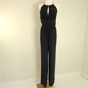 L'Agence Black Silk Halter Wide Leg Jumpsuit Size 4 -- Flawed